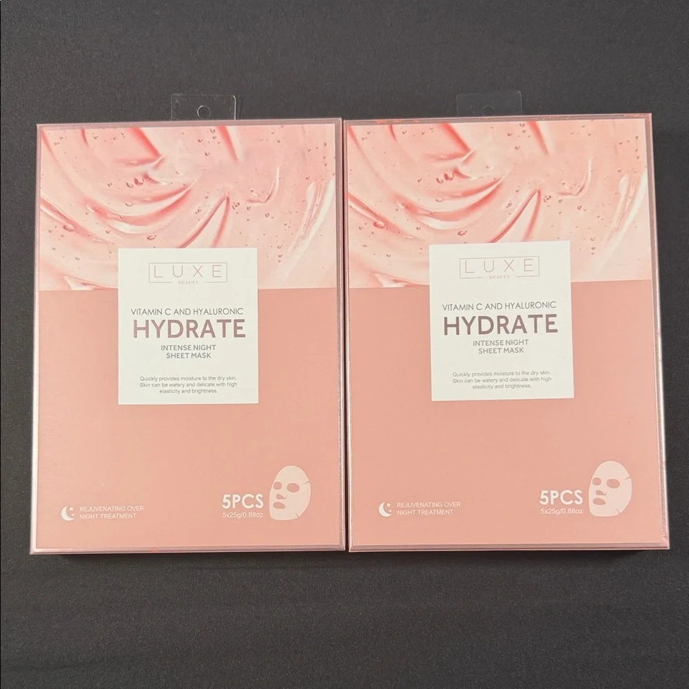 LUXE Beauty Vitamin C and Hyaluronic Hydrate Intense Night Sheet Masks-10 masks!